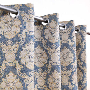 Thick Viscose Curtain Golden & Off-white On Grey Base
