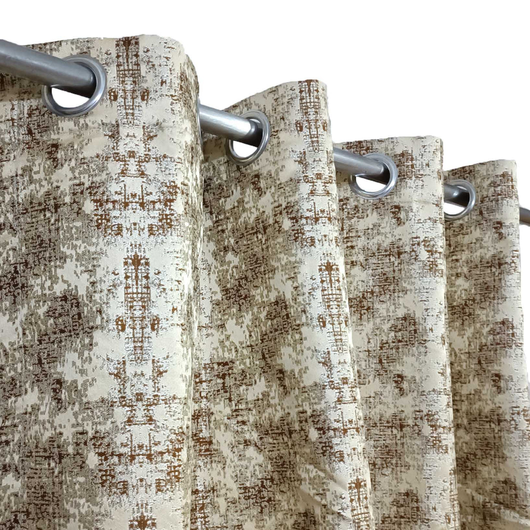 Thick Viscose Curtain Brown & Golden on Off-White