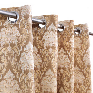 Thick Viscose Curtain Golden & Off-White On Lite Brown Base