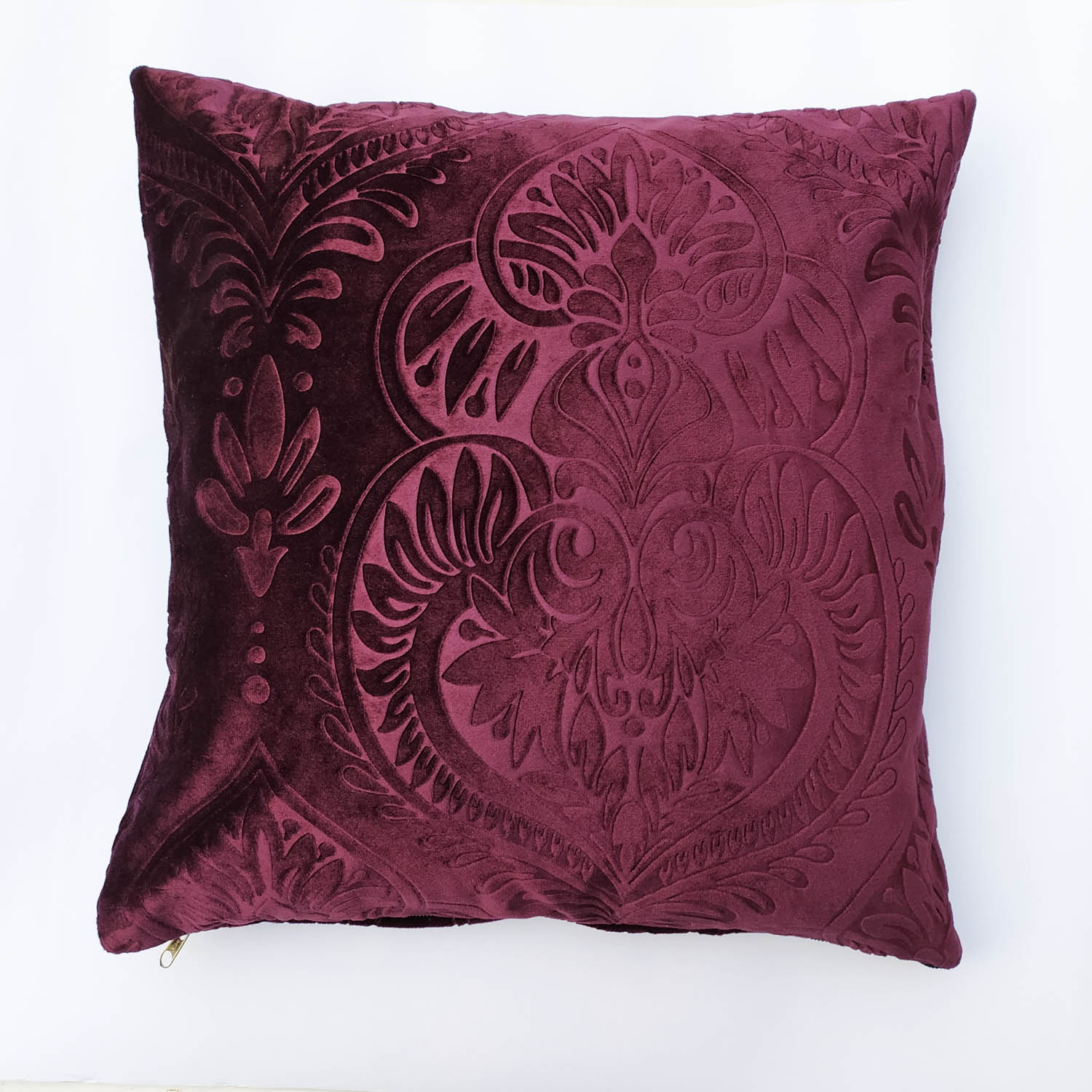 Self Embossed Maroon Velvet Cushion Covers