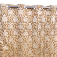 Thick Viscose Curtain Golden & Off-White On Lite Brown Base