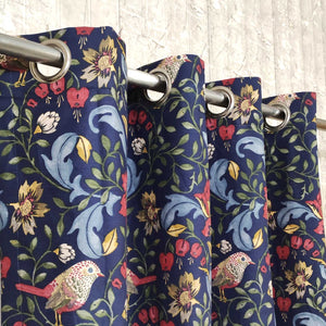 Last 1 left Navy Blue Floral Duck Cotton Curtain
