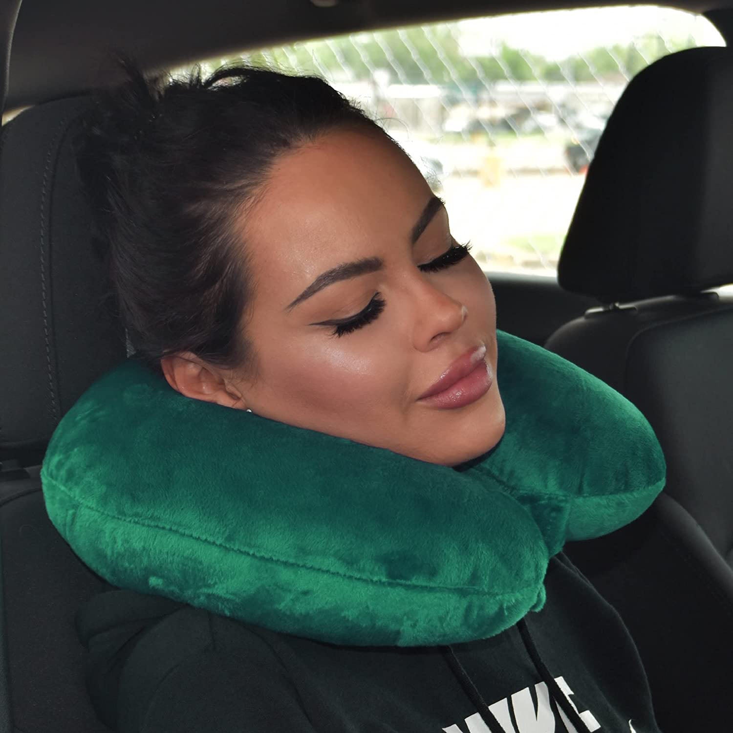 MICRO FIBER NECK PILLOW U-SHAPED GREEN