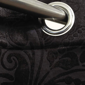 Self Embossed Velvet Curtain Dark Brown