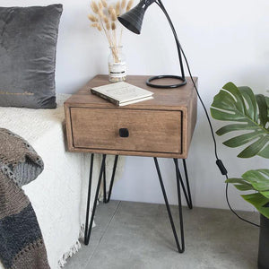 Hairpin Side Table with Drawer - waseeh.com