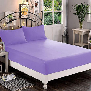 Plain Lite Purple Satin Fitted Bedsheet