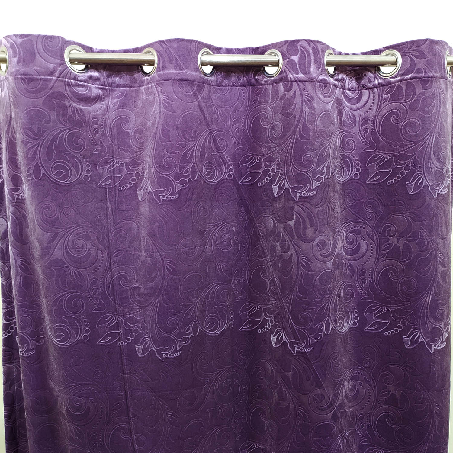 Self Embossed Velvet Curtain Lite Purple