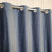Plain Velvet Curtain Slate Grey