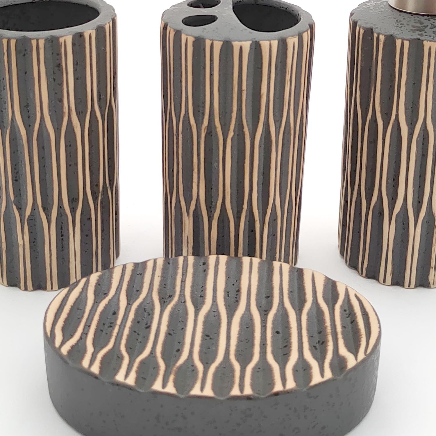 Spiral Grey Ceramic Bath set