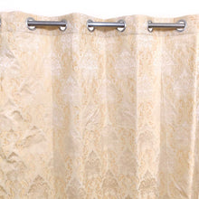 Thick Viscose Curtain Golden & Off-White On Muted Yellow Base