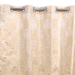 Thick Viscose Curtain Golden & Off-White On Muted Yellow Base