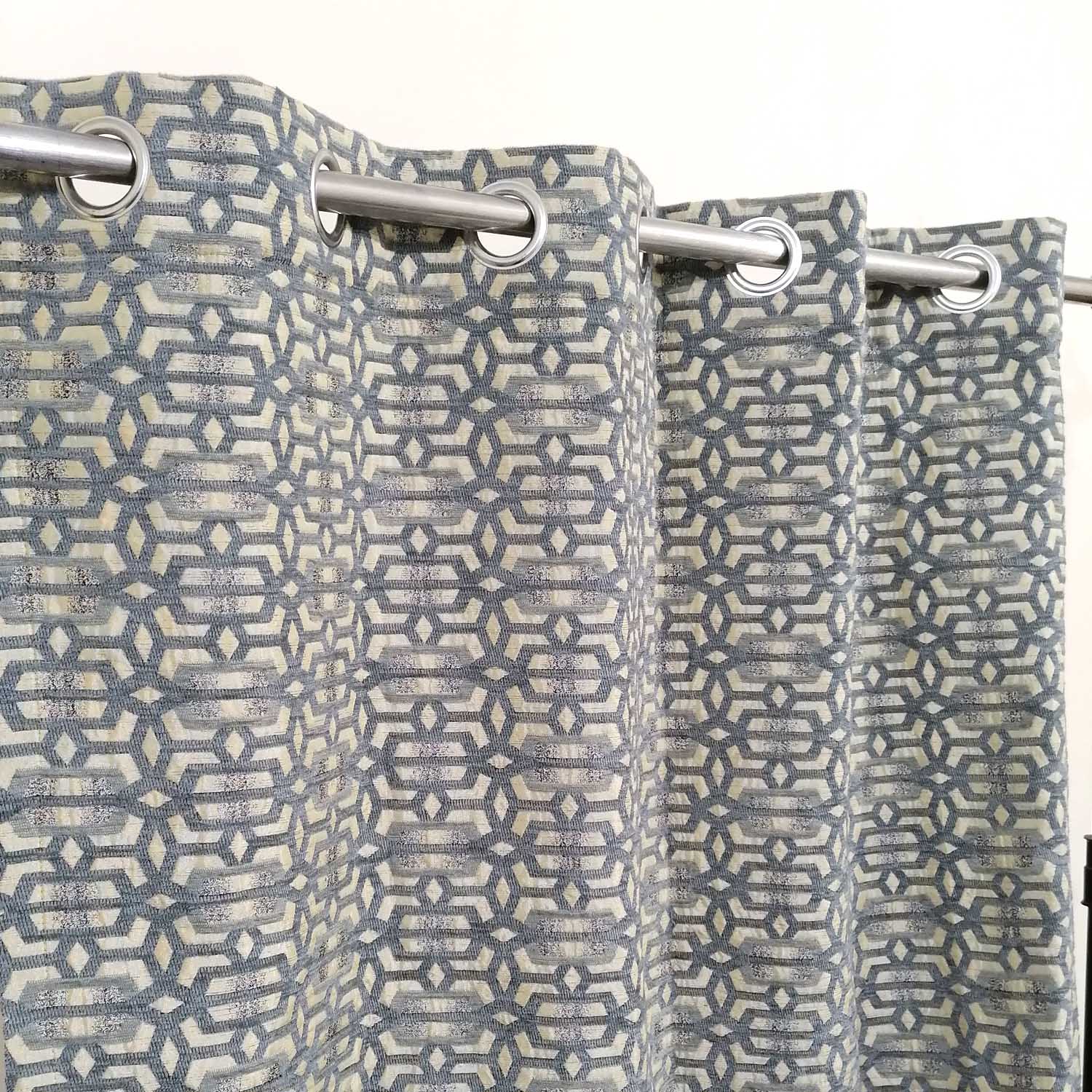 Thick Viscose Curtain Grey on Off-White Base