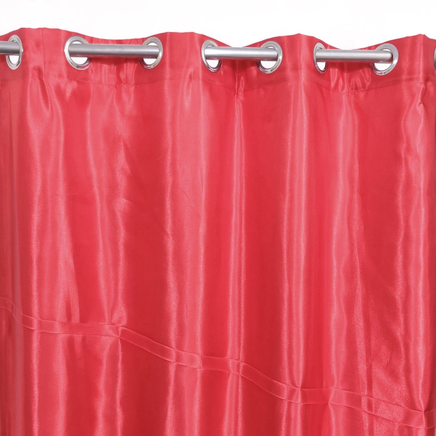 Plain Silk Curtain Red