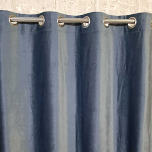 Plain Velvet Curtain Slate Grey