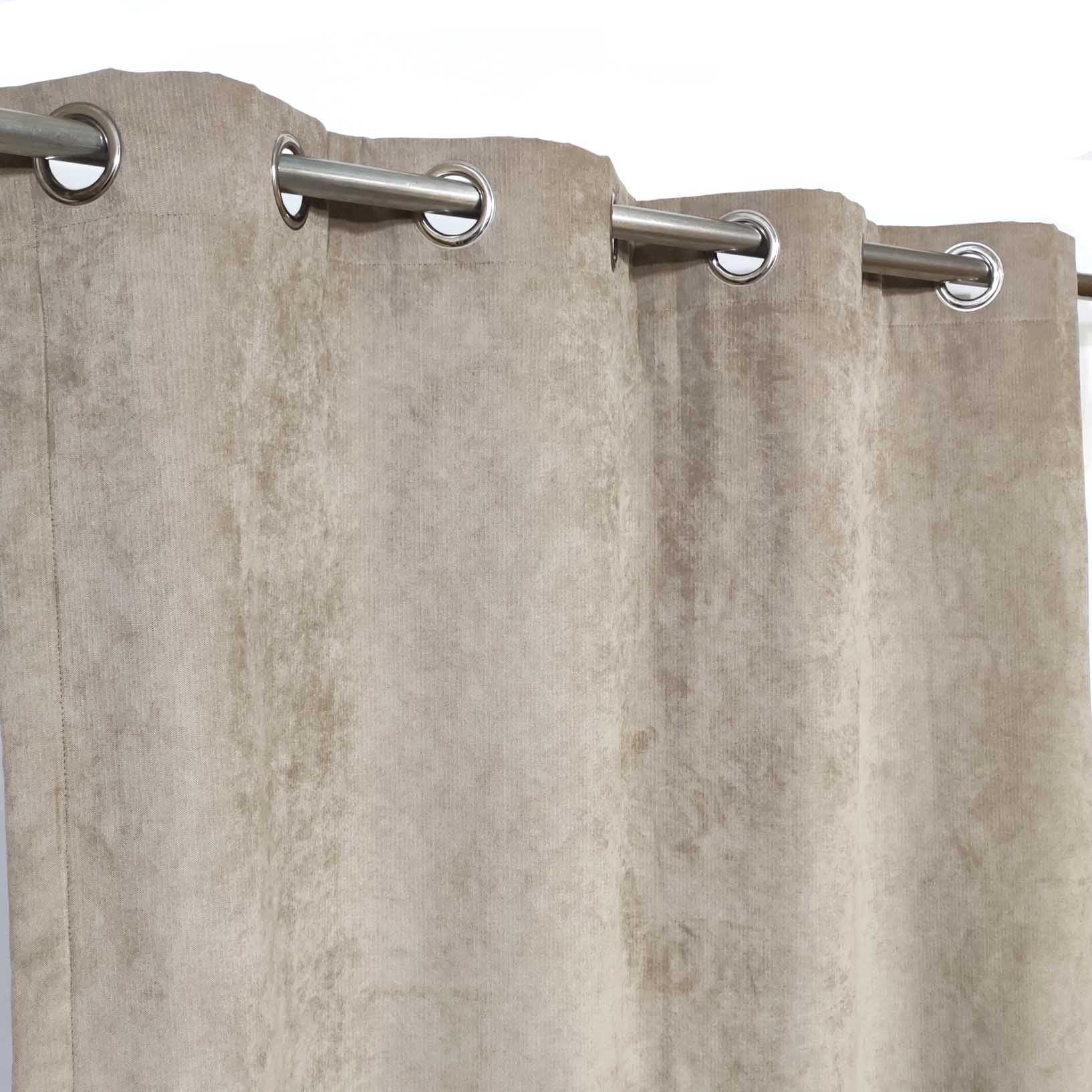 Textured Velvet Curtains Muted Brown (4 Pcs Available Only)