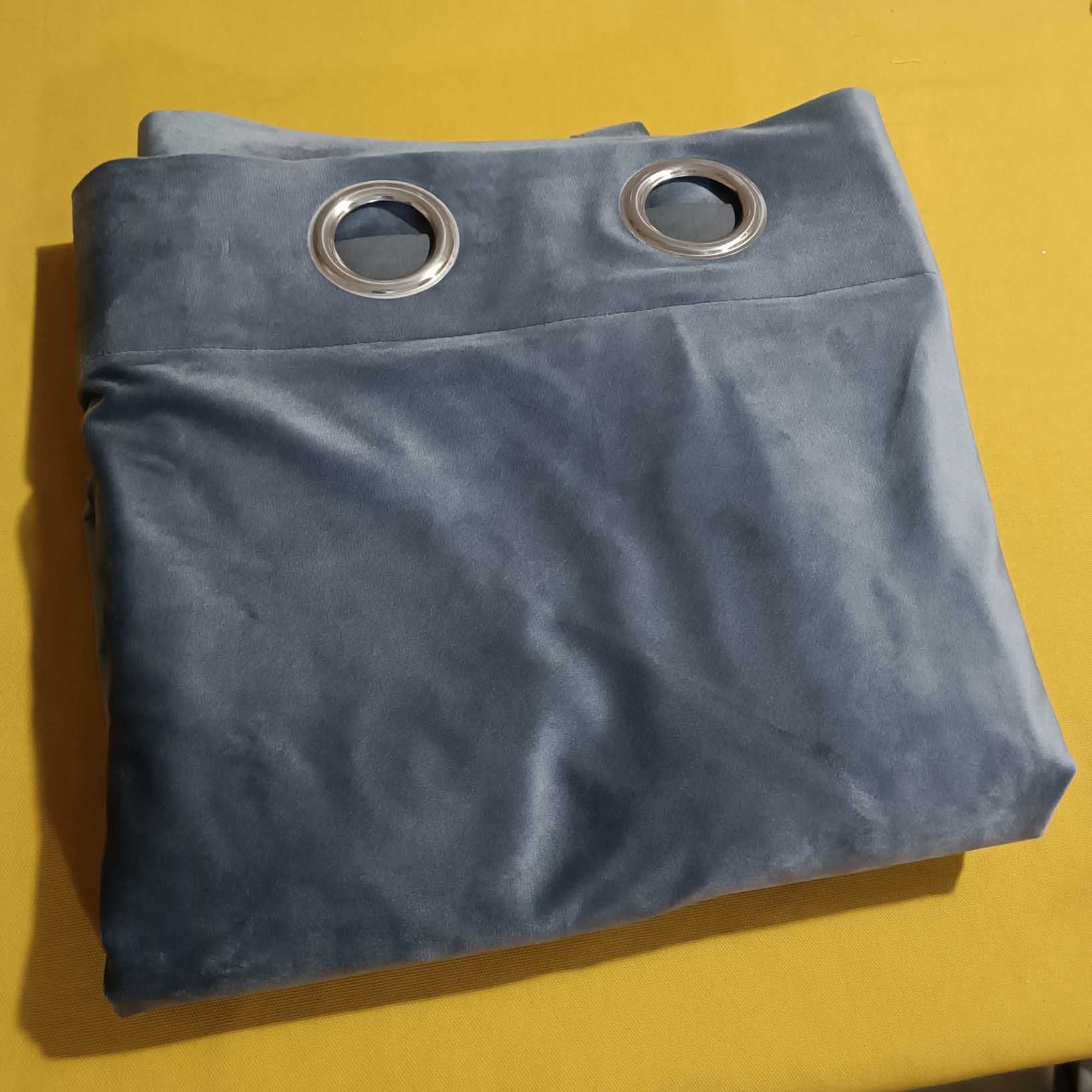 Plain Velvet Curtain Slate Grey