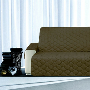 1 Seater Green Brown Quilted Sofa Cover Extra Discount