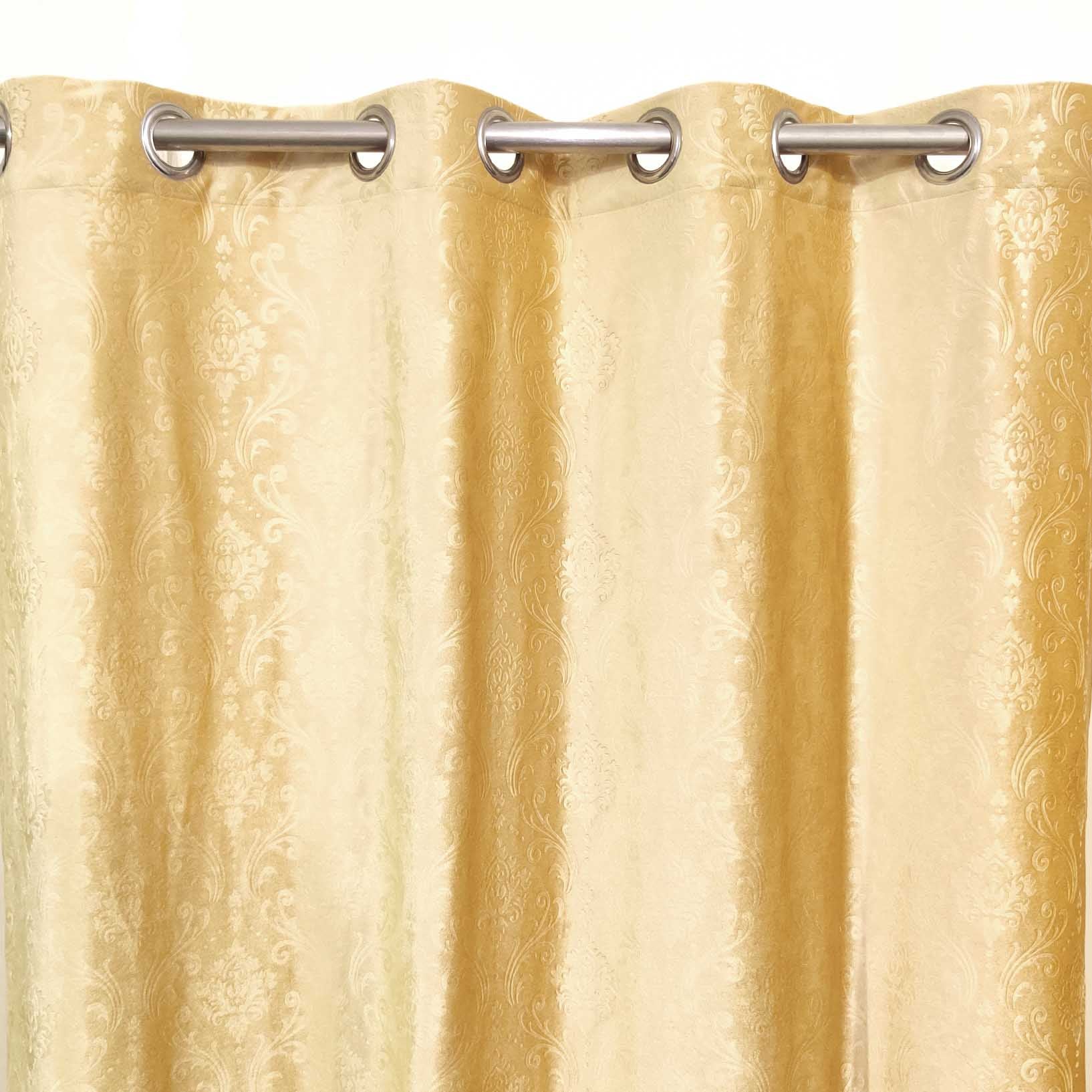 Self Embossed Velvet Curtain Lite Golden