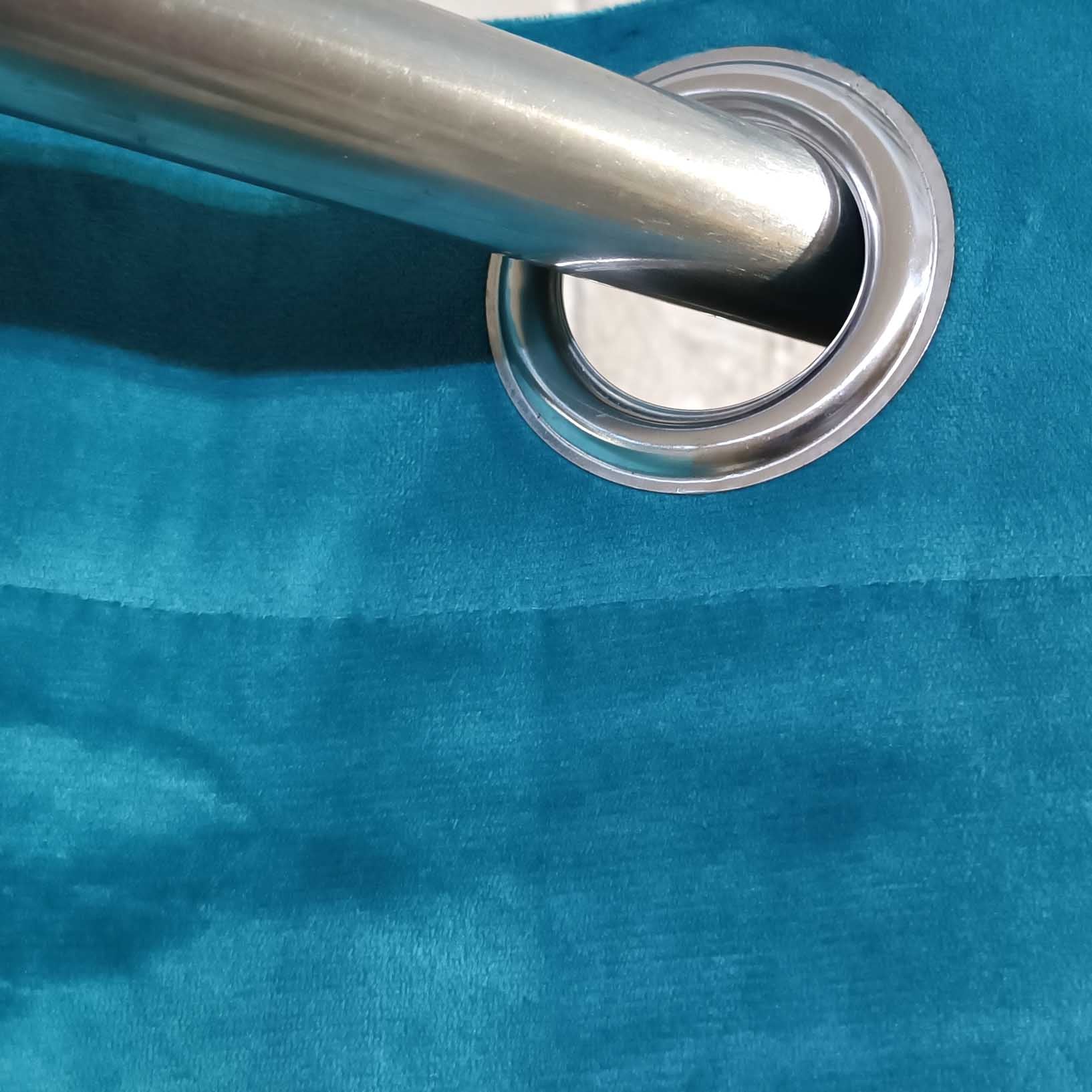 Pair of Plain Velvet Curtain Turquoise (for 4-5 feet wide window)
