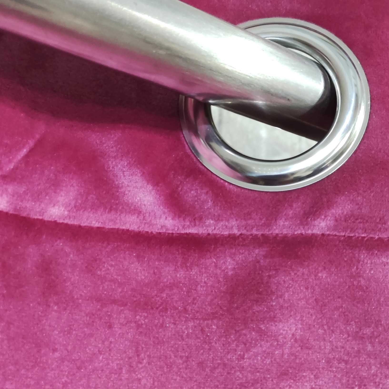 Pair Of Plain Velvet Curtain Pink With Matching Lining (For 4-5 Feet Wide Window)