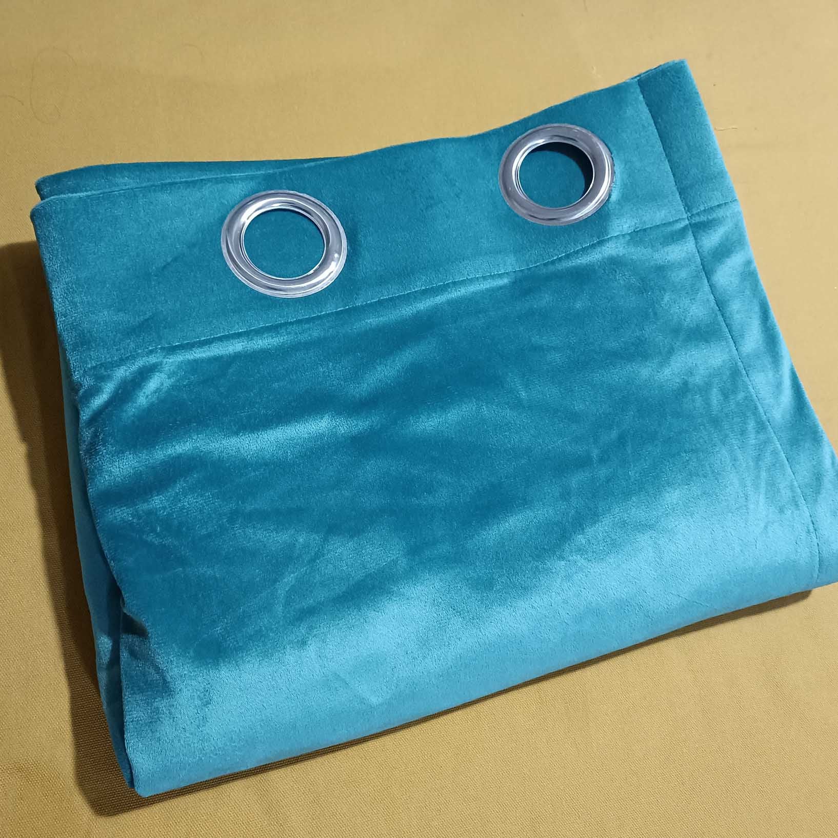 Pair of Plain Velvet Curtain Turquoise (for 4-5 feet wide window)