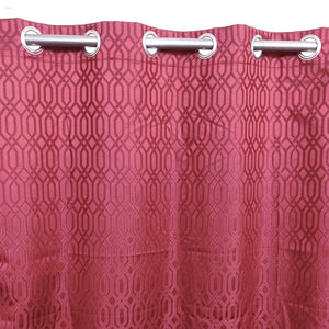 Thick Polyester Jacquard Curtain Self Embossed Maroon