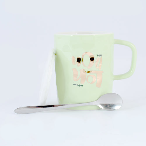 Call you my hero Ceramic Mug with Lid & Metallic Spoon