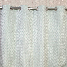 Thick Viscose Curtain Green on Off-White Base