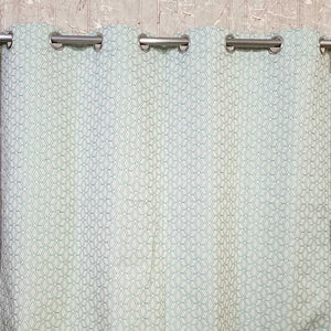 Thick Viscose Curtain Green on Off-White Base