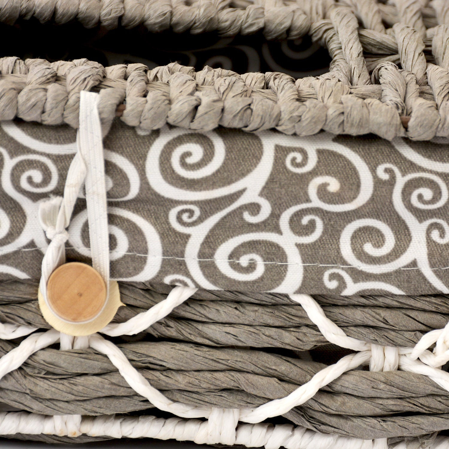 Braided Tissue Box Cover with Fabric Inner