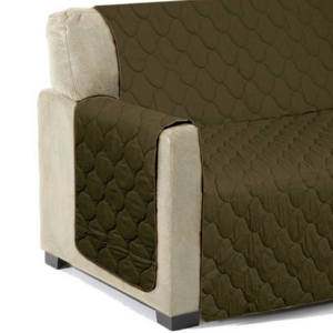 1 Seater Green Brown Quilted Sofa Cover Extra Discount