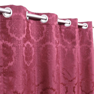 Thick Polyester Jacquard Curtain Self Embossed Maroon
