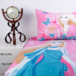 BARBIE Kids Bed Sheet With One Pillow Case