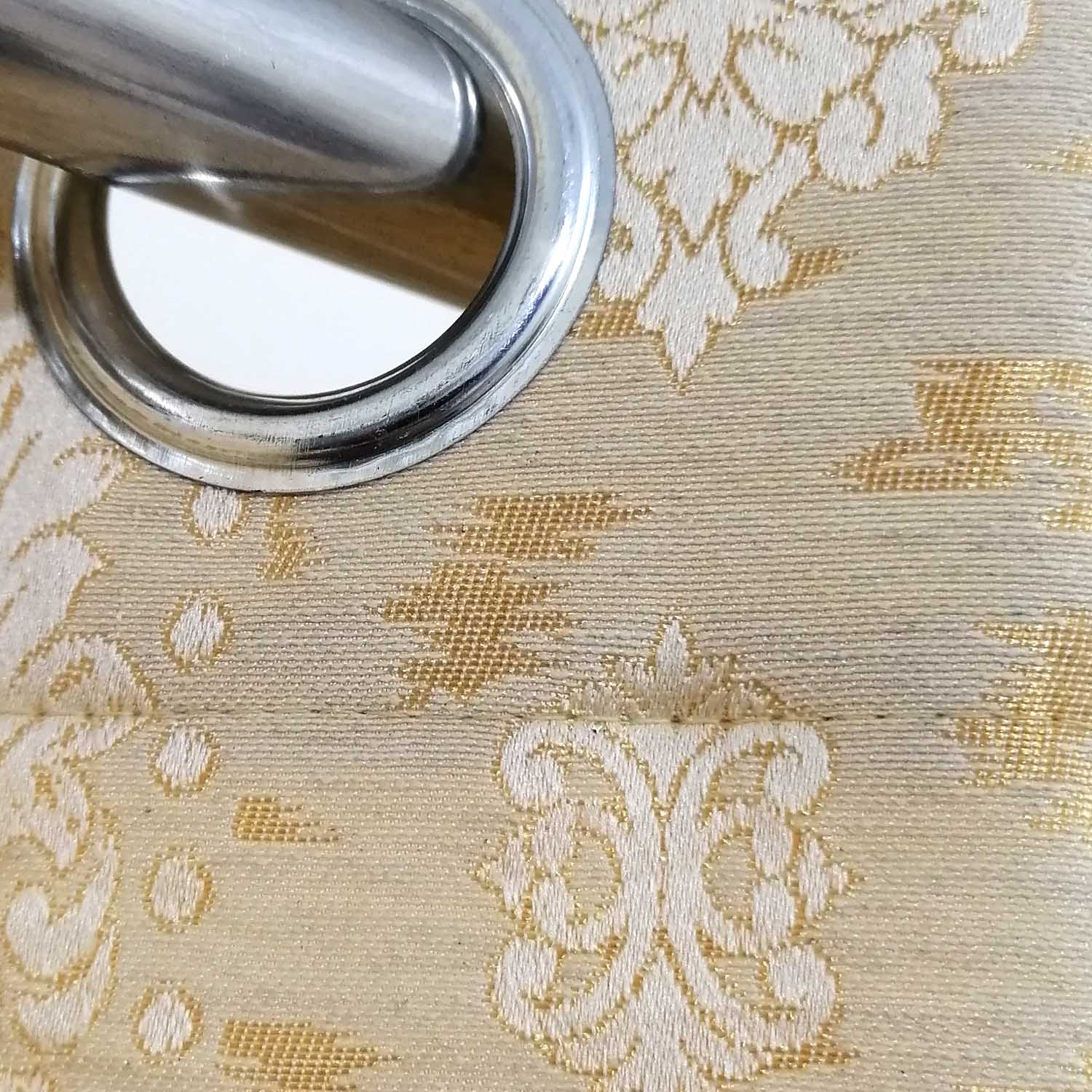 Thick Viscose Curtain Off-White Motif on Cream Color