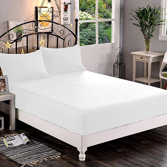 Plain White Satin Fitted Bedsheet