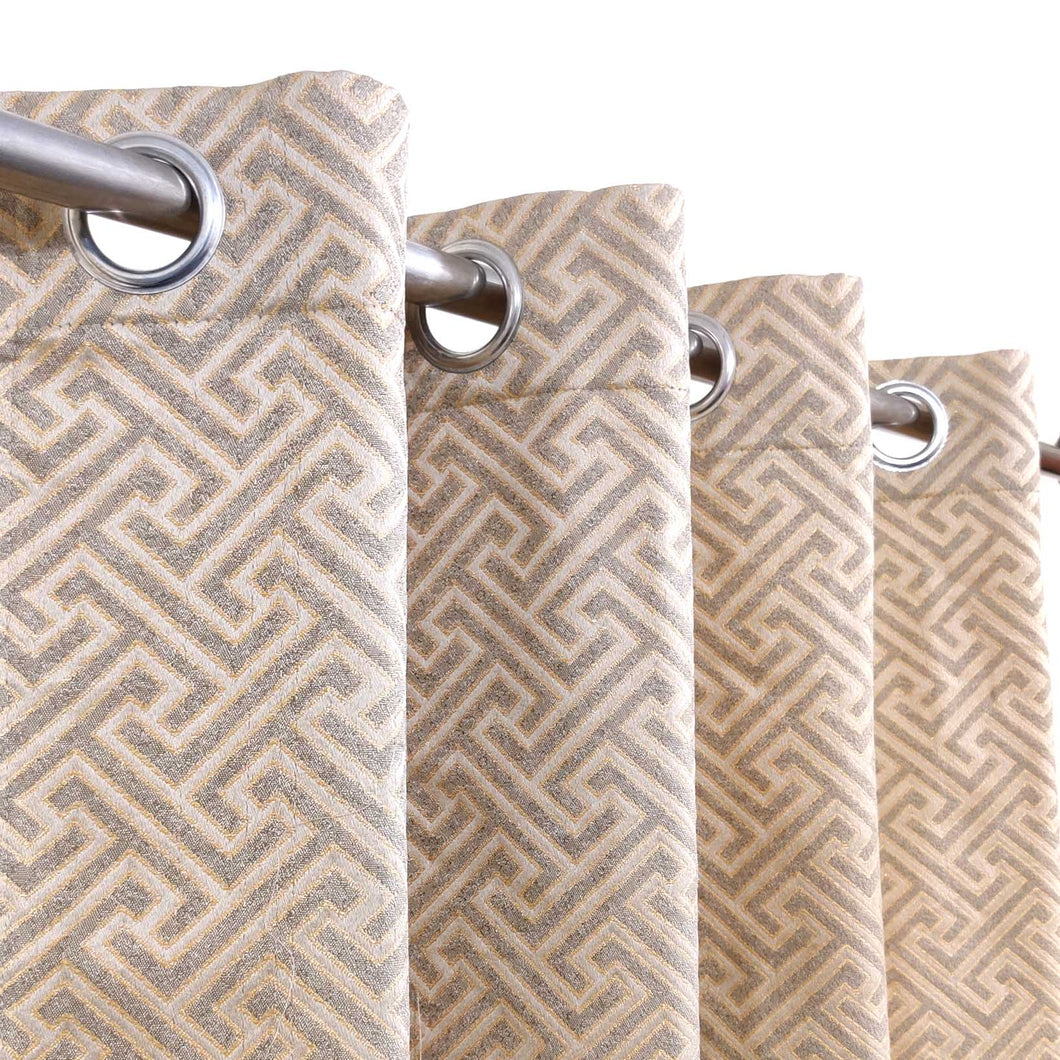 Thick Viscose Curtain Versace Golden & Off-White on Lite Brown base