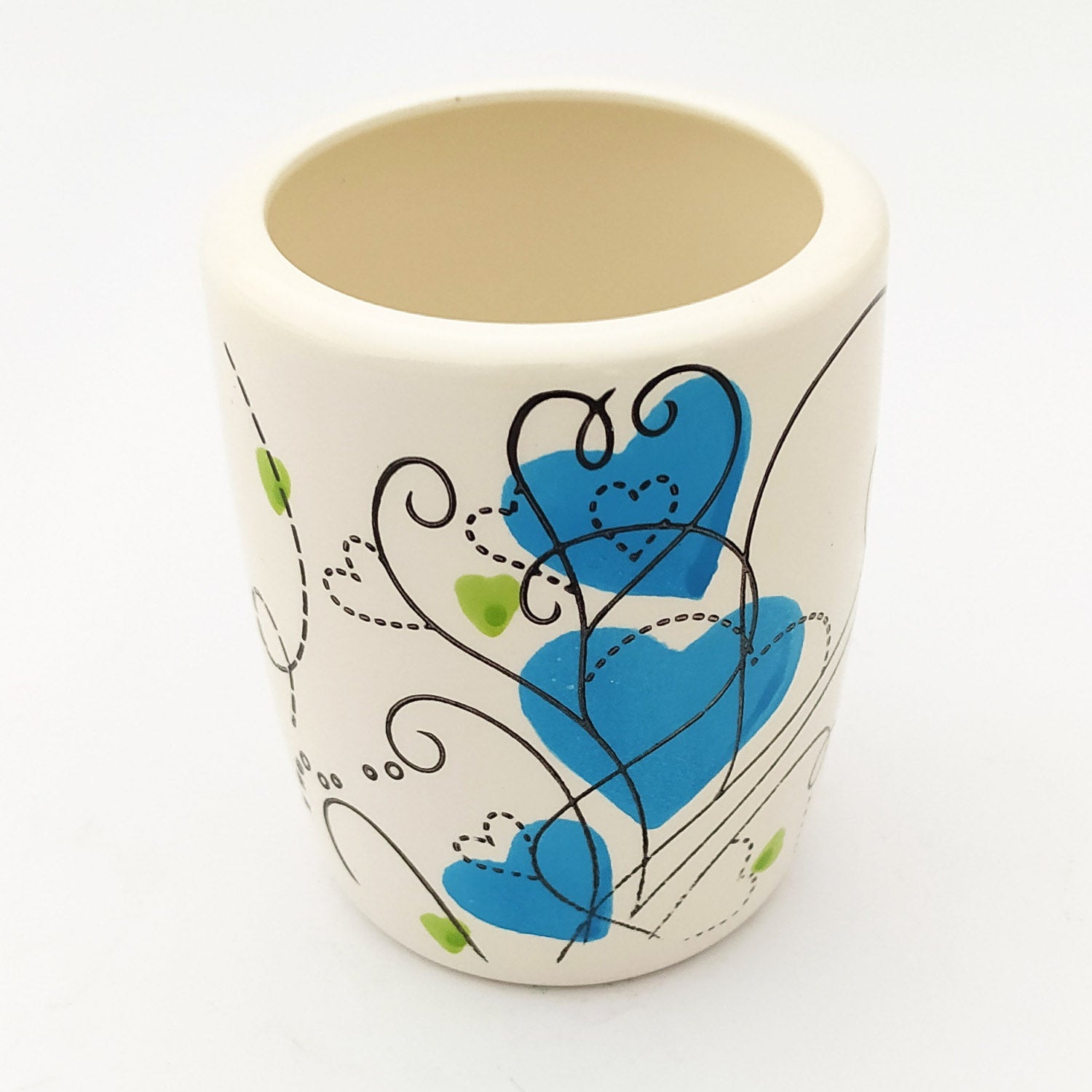 Blue Heart Ceramic Bath Set