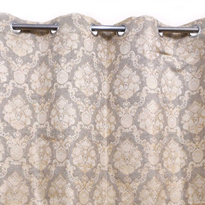 Thick Viscose Curtain Golden & Off-white On Lite Brown Base