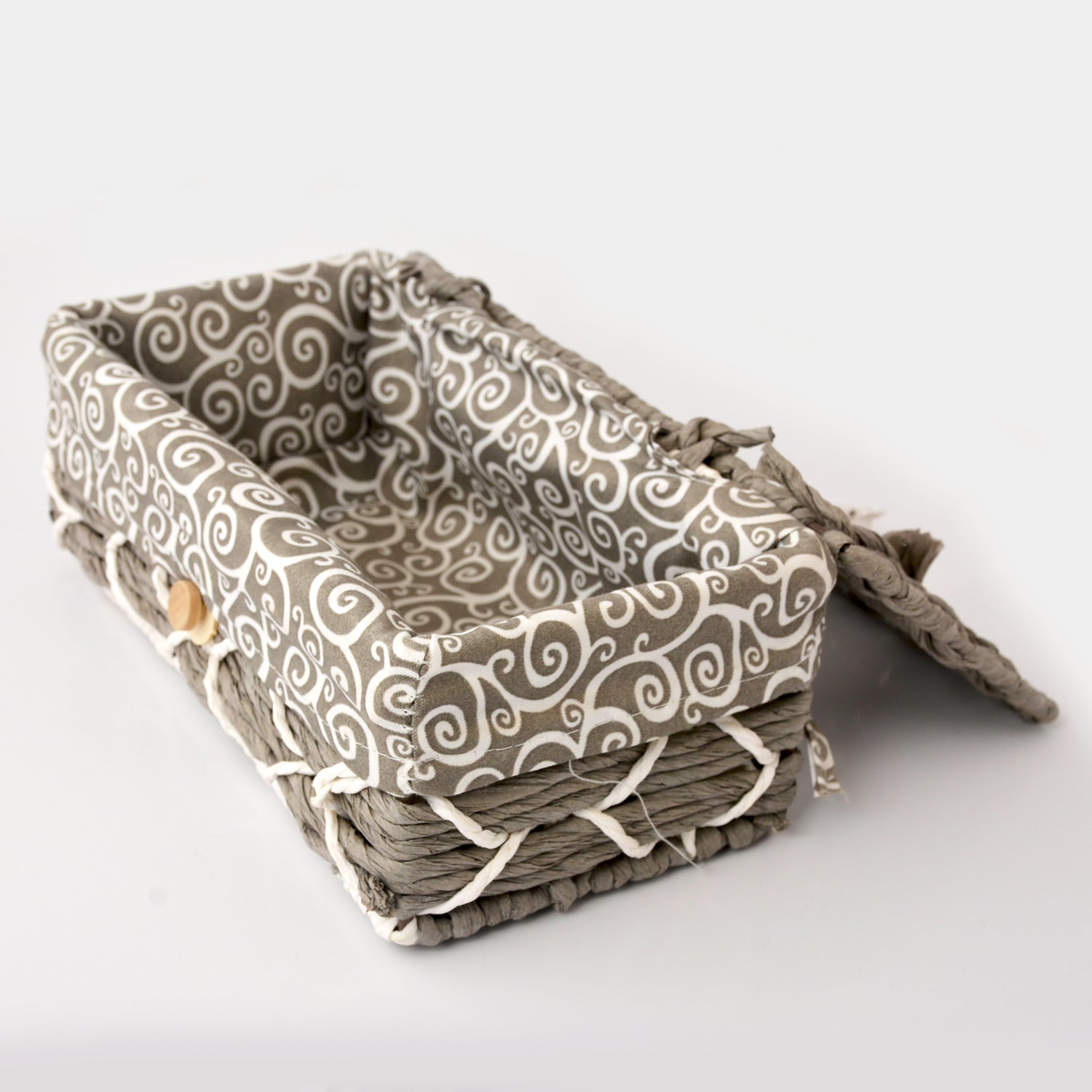 Braided Tissue Box Cover with Fabric Inner