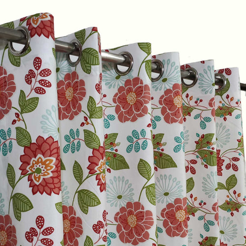 Multi Floral Duck Cotton Curtain Extra Wide 72