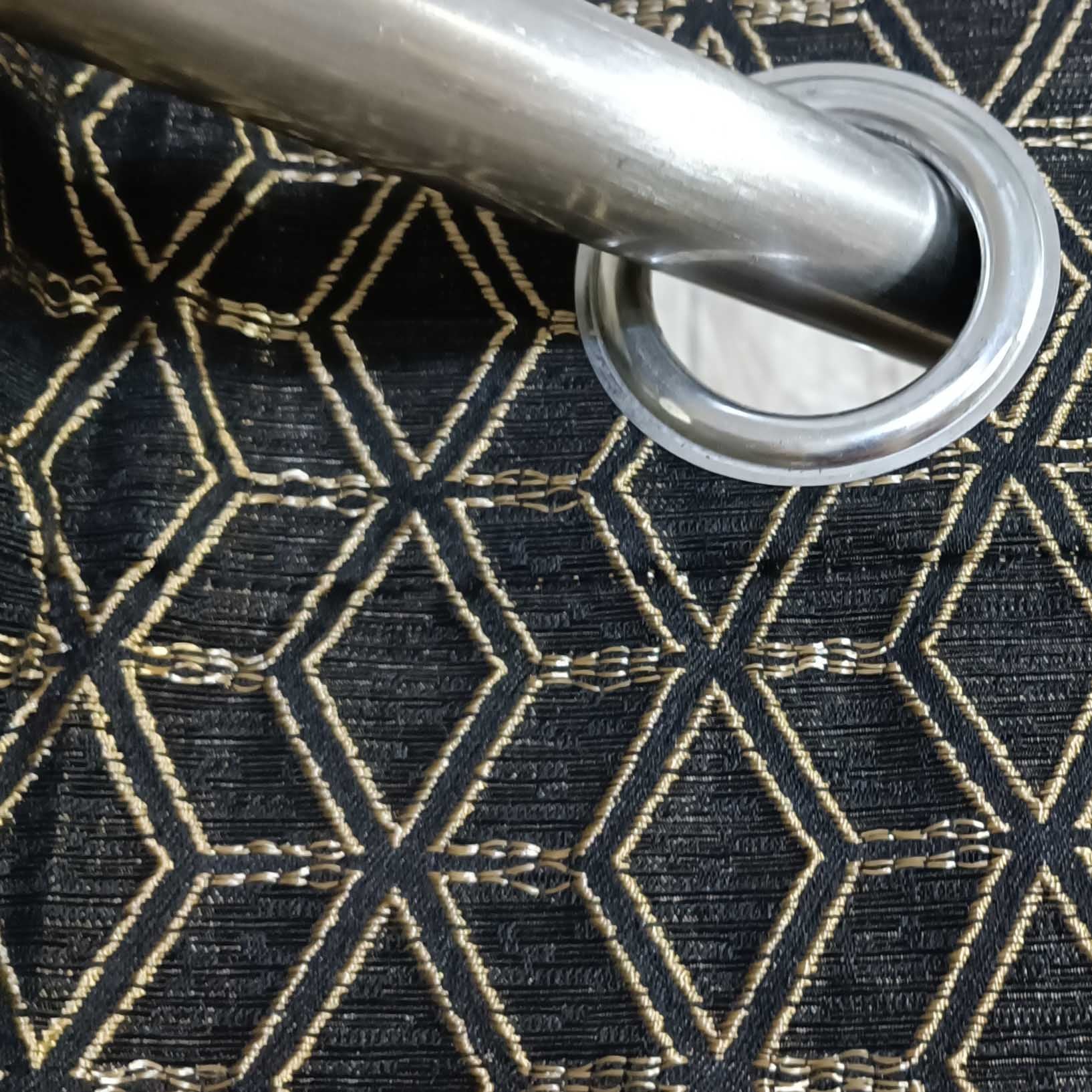 Thick Viscose Curtain Golden on Black Base