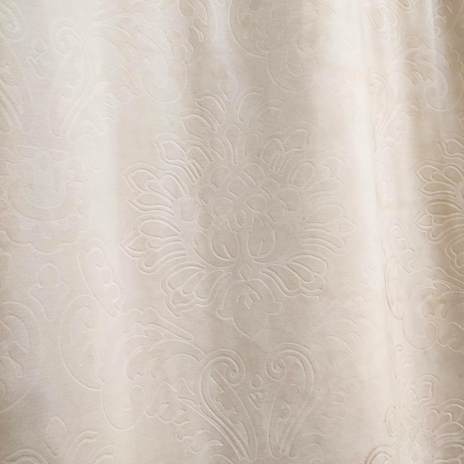 Self Embossed Velvet Curtain Beige
