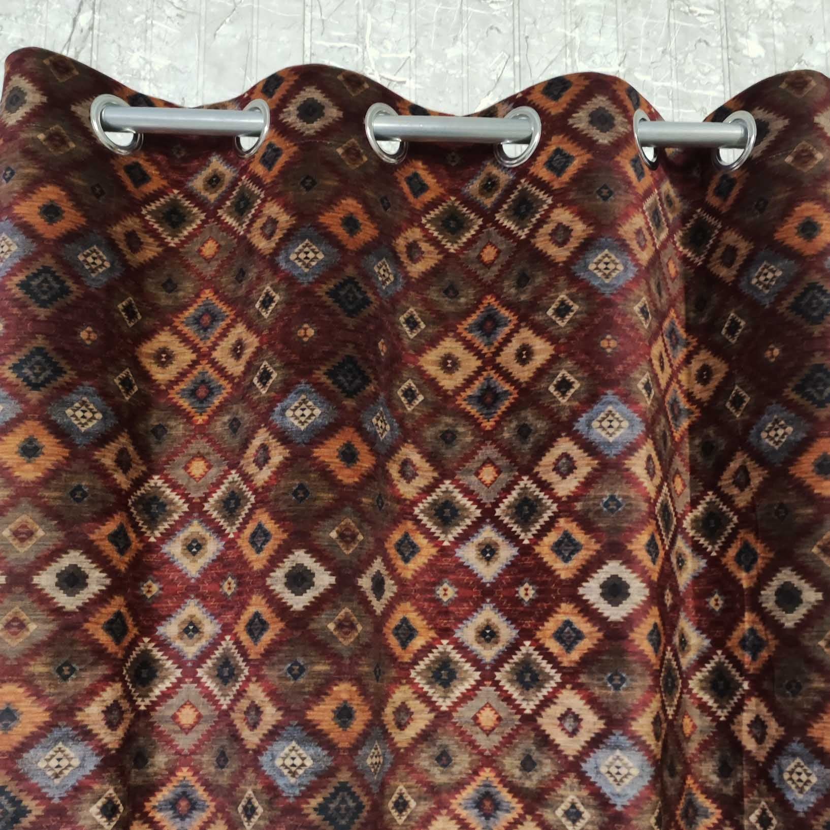 Digital Printed Multi Motif Curtain Geometric Squares