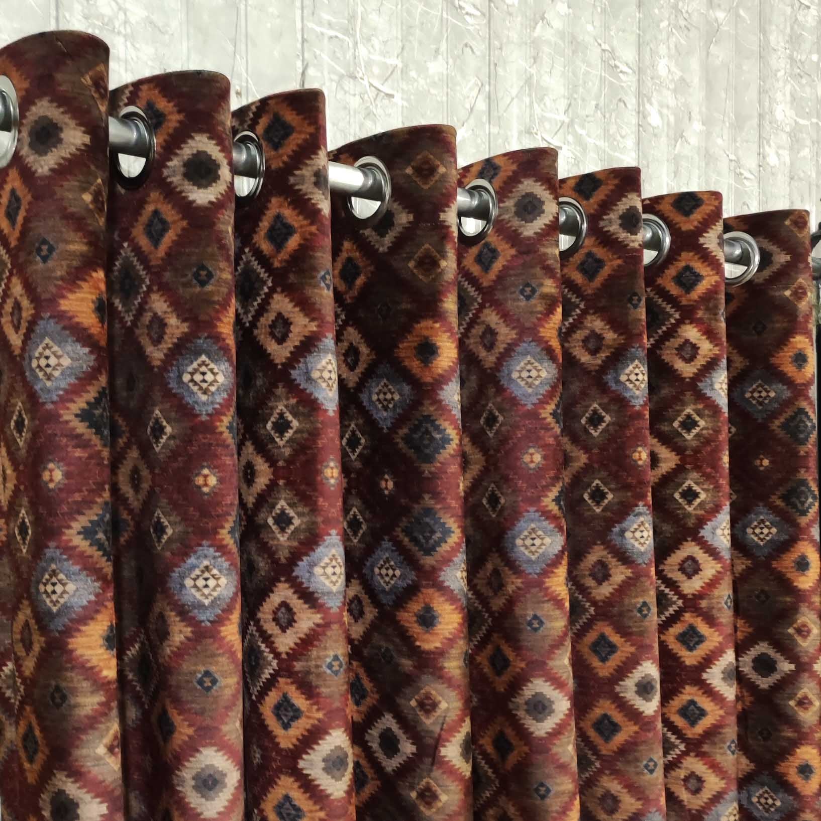 Digital Printed Multi Motif Curtain Geometric Squares