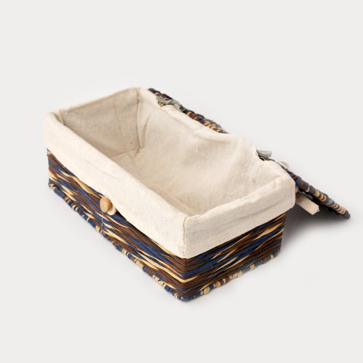 Braided Tissue Box Cover with Fabric Inner