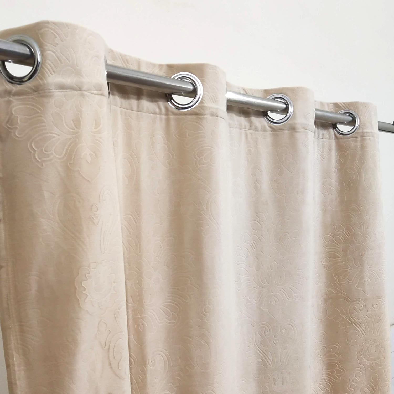 Self Embossed Velvet Curtain Beige