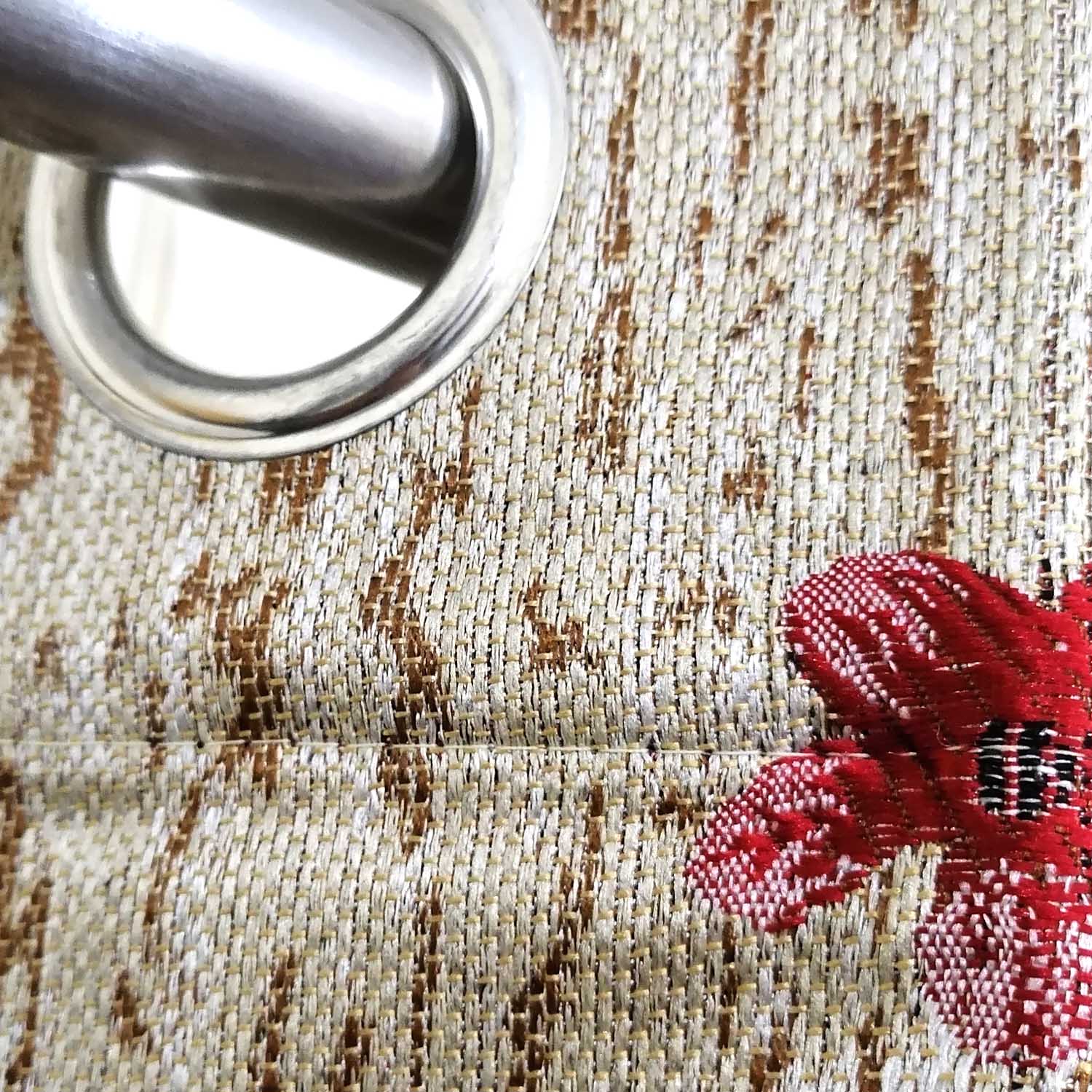 Thick Viscose Curtain Multi Floral Red
