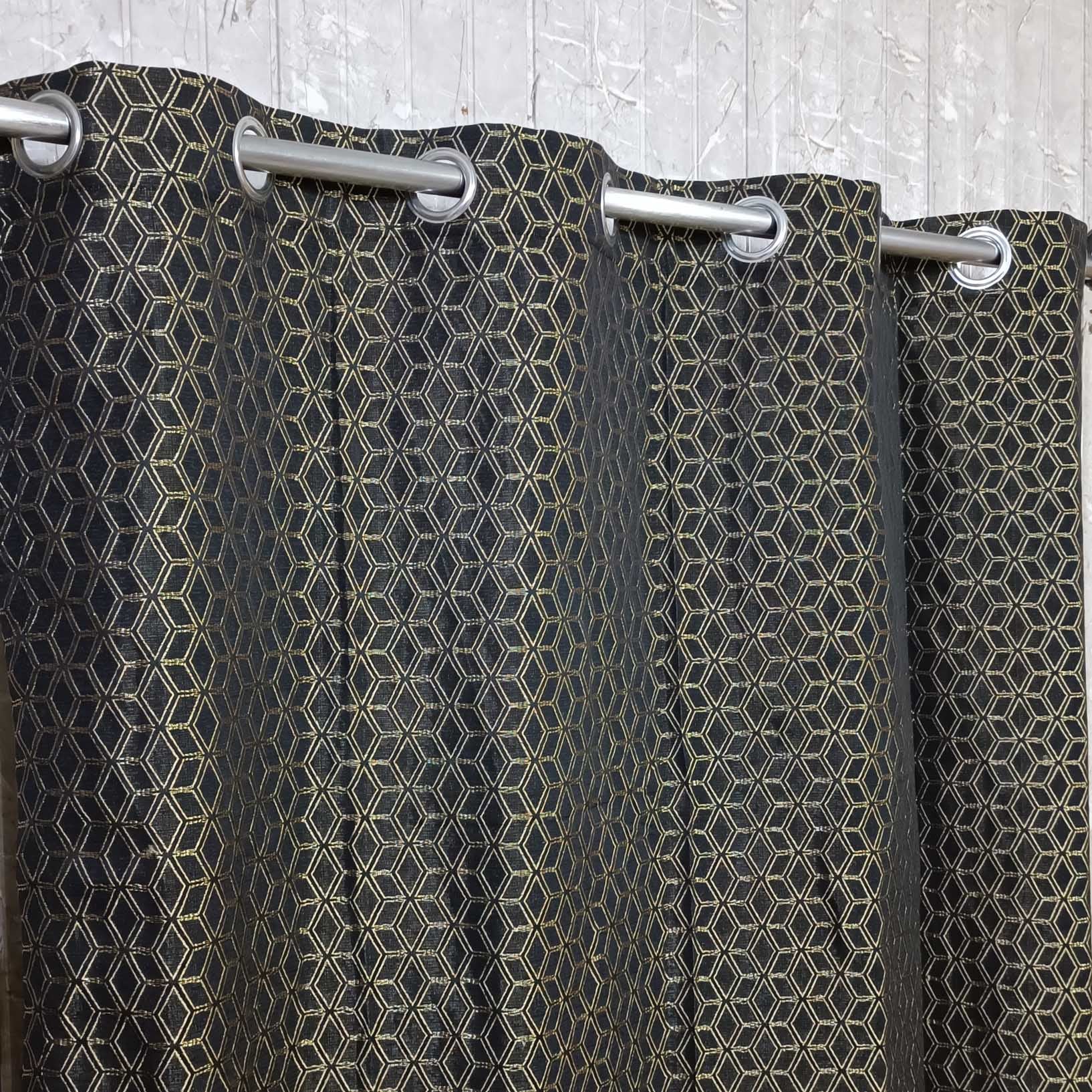 Thick Viscose Curtain Golden on Black Base