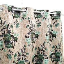 Thick Viscose Curtain Multi Floral Green
