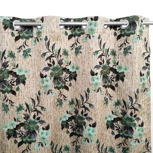 Thick Viscose Curtain Multi Floral Green